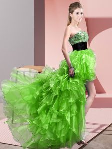 Sweetheart Neckline Beading and Ruffles Celebrity Inspired Dress Sleeveless Lace Up