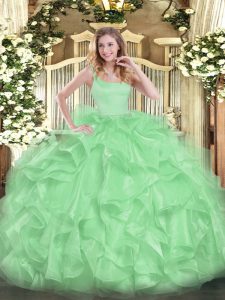 Traditional Quinceanera Dresses Military Ball and Sweet 16 and Quinceanera with Beading and Ruffles Straps Sleeveless Zi