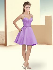 Amazing Lavender Dama Dress for Quinceanera Prom and Party and Wedding Party with Beading Spaghetti Straps Sleeveless Cl