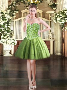 Spectacular Olive Green Sleeveless Tulle Lace Up Prom Gown for Prom and Party