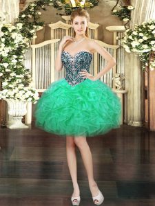 Sumptuous Sleeveless Lace Up Mini Length Beading and Ruffles Prom Gown