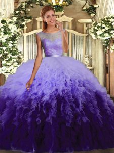 Superior Ruffles Quinceanera Dresses Multi-color Backless Sleeveless Floor Length
