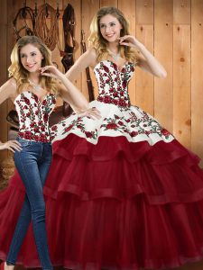 Organza Sleeveless Quince Ball Gowns Sweep Train and Embroidery