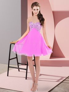 Custom Design Sleeveless Lace Up Mini Length Beading Prom Dress