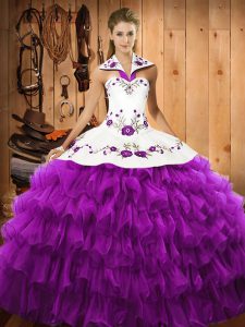 Floor Length Ball Gowns Sleeveless Eggplant Purple Ball Gown Prom Dress Lace Up