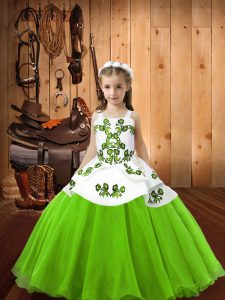 Gorgeous Floor Length Little Girls Pageant Dress Wholesale Straps Sleeveless Lace Up