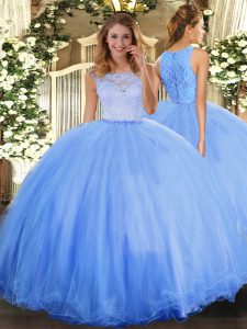 Sumptuous Floor Length Ball Gowns Sleeveless Baby Blue Ball Gown Prom Dress Clasp Handle