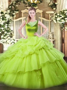 On Sale Ball Gowns 15 Quinceanera Dress Scoop Organza Sleeveless Floor Length Side Zipper