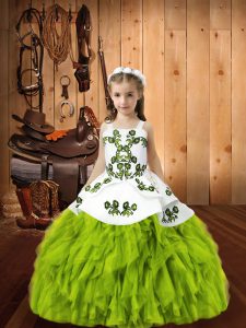 Yellow Green Pageant Dress Sweet 16 and Quinceanera and Wedding Party with Beading and Embroidery Straps Sleeveless Lace