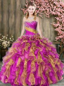 Floor Length Ball Gowns Sleeveless Multi-color Sweet 16 Dresses Lace Up