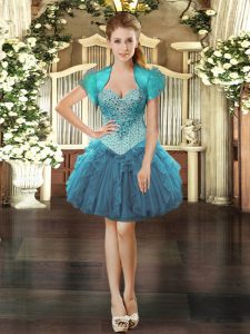 Sleeveless Beading and Ruffles Lace Up Homecoming Dress Online
