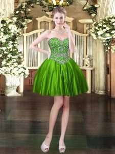 Graceful Green Sweetheart Neckline Beading Homecoming Gowns Sleeveless Lace Up