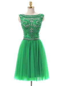On Sale Green Sleeveless Beading Mini Length Prom Dress