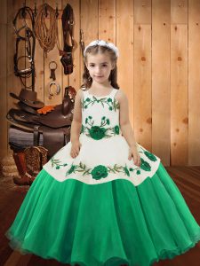 Floor Length Ball Gowns Sleeveless Turquoise Pageant Gowns For Girls Lace Up