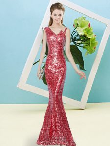 Comfortable Asymmetric Sleeveless Sequined Prom Dresses Sequins Zipper
