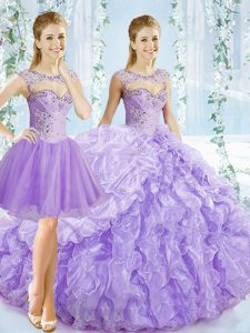 Spectacular Lavender Ball Gown Prom Dress Sweetheart Sleeveless Brush Train Lace Up