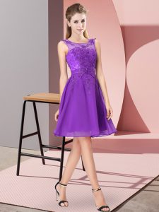 Knee Length Empire Sleeveless Purple Wedding Guest Dresses Zipper