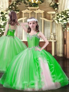 Beauteous Beading Child Pageant Dress Lace Up Sleeveless Floor Length