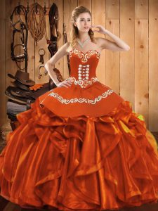 Stylish Sleeveless Lace Up Floor Length Embroidery and Ruffles Vestidos de Quinceanera