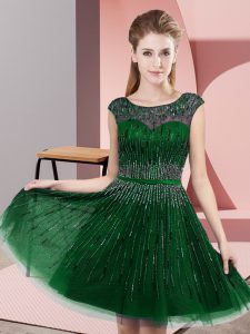 Knee Length Empire Sleeveless Green Homecoming Dress Backless