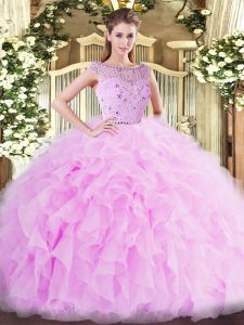 Floor Length Ball Gowns Sleeveless Lilac Vestidos de Quinceanera Zipper