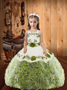 Elegant Floor Length Multi-color Little Girl Pageant Dress Straps Sleeveless Lace Up