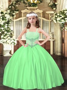 Green Straps Lace Up Beading Little Girls Pageant Dress Wholesale Sleeveless