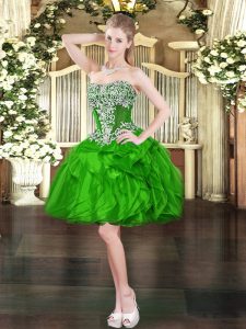 Flirting Sweetheart Sleeveless Lace Up Junior Homecoming Dress Green Organza