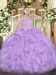 Sophisticated Sleeveless Beading and Ruffles Zipper Quinceanera Dresses