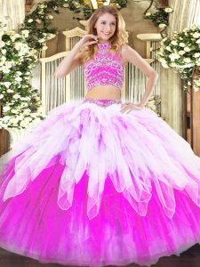 Flare Multi-color Sleeveless Tulle Backless Vestidos de Quinceanera for Military Ball and Sweet 16 and Quinceanera