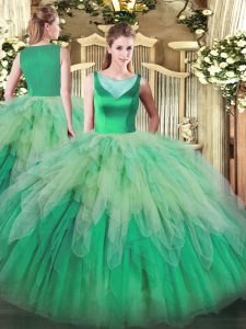 Classical Multi-color Sweet 16 Dress Sweet 16 and Quinceanera with Beading and Ruffles Scoop Sleeveless Backless