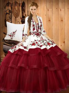 Sweetheart Sleeveless Organza Vestidos de Quinceanera Embroidery Sweep Train Lace Up