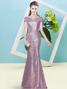 Clearance Sequined Cap Sleeves Floor Length Prom Dress and Sequins