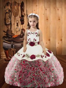 Luxurious Sleeveless Embroidery and Ruffles Lace Up Little Girls Pageant Dress