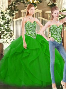 Floor Length Green Sweet 16 Quinceanera Dress Sweetheart Sleeveless Lace Up