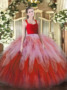 Discount Multi-color Sleeveless Lace and Ruffles Floor Length Quinceanera Gown