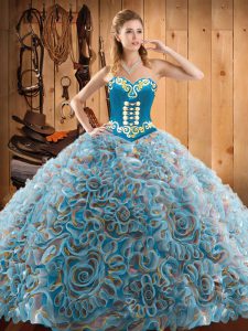 Fantastic Multi-color Sleeveless Sweep Train Embroidery With Train Quinceanera Gowns