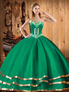 Latest Green Sleeveless Organza Lace Up Quinceanera Dresses for Military Ball and Sweet 16 and Quinceanera