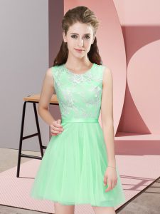 Mini Length A-line Sleeveless Apple Green Bridesmaids Dress Side Zipper