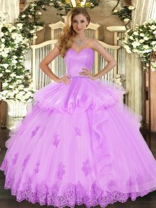 Admirable Sleeveless Lace Up Floor Length Beading and Appliques and Ruffles Sweet 16 Quinceanera Dress