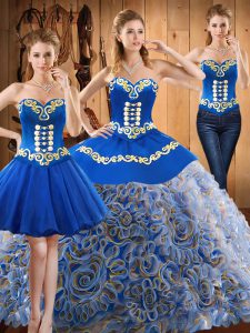 Eye-catching Multi-color Quinceanera Gowns Military Ball and Sweet 16 and Quinceanera with Embroidery Sweetheart Sleevel