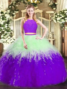 Enchanting Multi-color Two Pieces Ruffles Sweet 16 Quinceanera Dress Zipper Tulle Sleeveless Floor Length