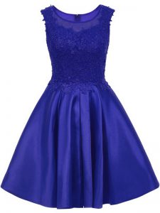 Nice Blue Wedding Party Dress Prom and Party with Lace Scoop Sleeveless Zipper