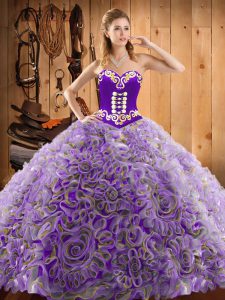 Trendy Multi-color Quinceanera Dress Military Ball and Sweet 16 and Quinceanera with Embroidery Sweetheart Sleeveless Sw