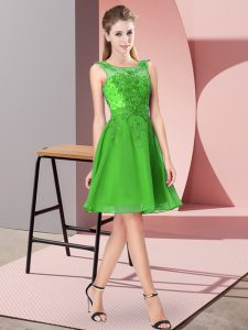 Elegant Green Chiffon Zipper Scoop Sleeveless Knee Length Vestidos de Damas Appliques