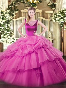 Lilac Sleeveless Beading and Appliques Floor Length Sweet 16 Dress