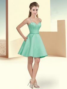 Apple Green Clasp Handle Quinceanera Dama Dress Beading Sleeveless Mini Length