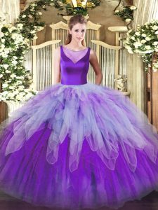 Best Floor Length Multi-color Sweet 16 Quinceanera Dress Scoop Sleeveless Side Zipper