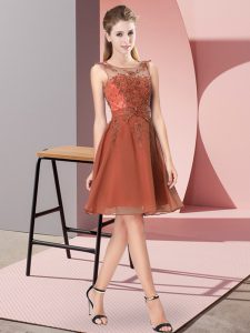 Elegant Knee Length Empire Sleeveless Rust Red Court Dresses for Sweet 16 Zipper