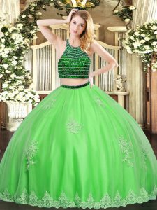 Sleeveless Beading and Appliques Zipper Quinceanera Gowns